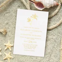 Tropical Beach Palm Tree Coastal Wedding Foil Invitation