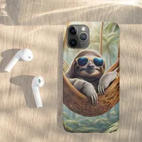 Funny sloth with sunglasses in a hammock iPhone 11 pro case