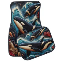 Whale Odyssey Through the Waves Car Floor Mat