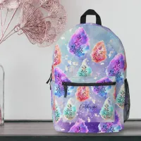 Pastel Watercolor and Ink Serene Magical Leaves Printed Backpack