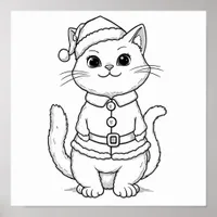 Christmas cat for coloring poster