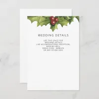 Holly Berries Monogram Winter Wedding Enclosure Card