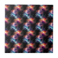Stellar Symphony Galactic Nebulas Pattern Ceramic Tile