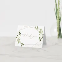 Trendy Wedding Shower Geometric Watercolor Gold Thank You Card