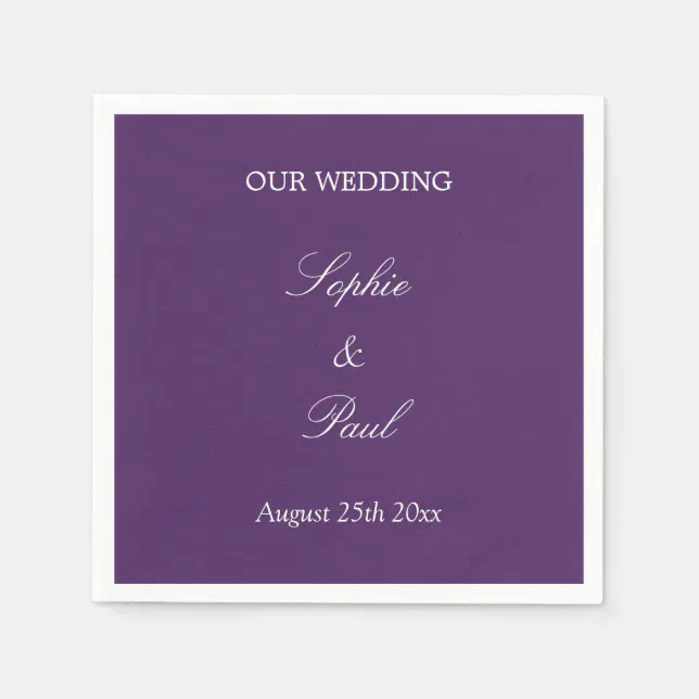 Elegant Dark Purple Wedding Napkins