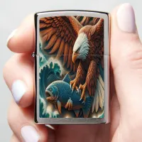 Majestic Encounter: Eagle and Fish Zippo Lighter