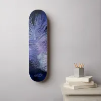 *~*  Boho Midnight Sky Cosmic Pastel Feather Skateboard