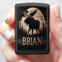 Moose Under Moonlight Zippo Lighter