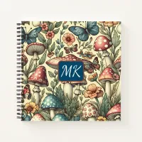 Vintage Mushrooms, Butterflies and Flowers Notebook