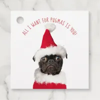 Cute Festive Christmas Black Pug Santa Favor Tags