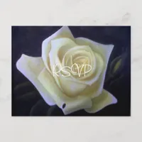 White Rose Painting Wedding Invite RSVP with Photo