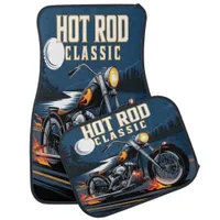 Fiery Hot Rod on Silent Roads Car Floor Mat