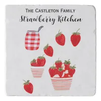 Strawberries and Cream Summer Elegant Red White Trivet