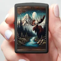 Moose Under Moonlight Zippo Lighter