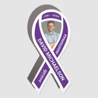 Suicide Awareness Memorial Photo Purple Ribbon Car Magnet