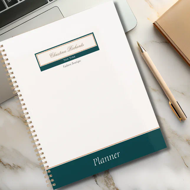 Classy Teal Ivory Business Planner