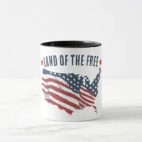 Land of the Free - USA Flag Map Silhouette Mug