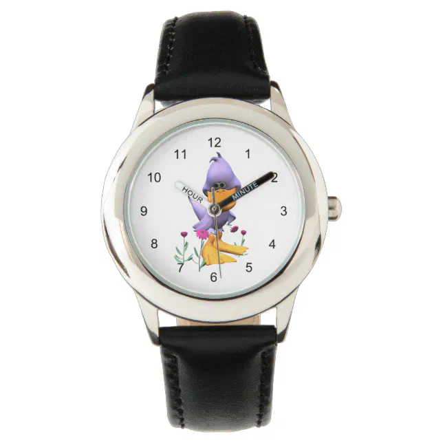 Cute and Shy Purple Cartoon Duck Watch