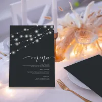 Modern String Lights Wedding Menu B&W ID585