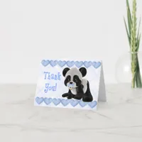 Panda with Pacifier Blue Hearts Thank You Card