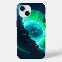 Emerald Lunar Core Cracking Open DALL-E AI Art iPhone 15 Case