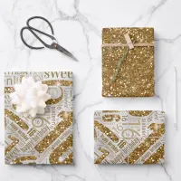 Sweet Sixteen Sparkle Word Cloud Gold ID265 Wrapping Paper Sheets