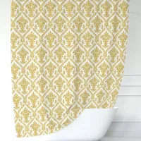 Gold and White Damask Shower Curtain