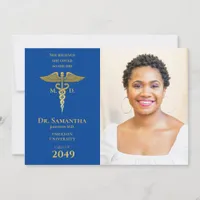 Medical Doctor MD RN Nurse Graduation BLUE Photo Invitation