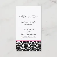 black and pink damask Chic Business Cards