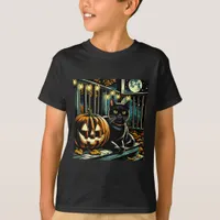 Black Cat and Jack-O-Lantern Halloween T-Shirt