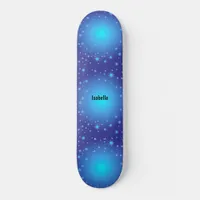 Aqua Blue with Stars Shining  Cute Typography Skateboard