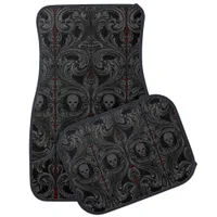 Goth Gray Ornament with Skull  Car Floor Mat