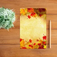 Fall Autumn Leaves Border on Old Paper Background