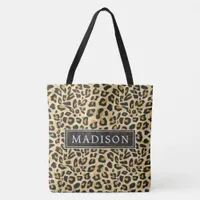 Personalized Leopard Print Tote Bag