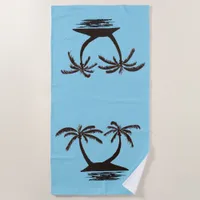 Beach Towel - Silhouettes of Tropical Island 