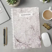 Purple Lilac Glitter Marble Personalized Business Planner