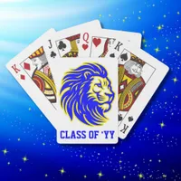 Lion Mascot Blue Yellow and White Graduation Party Poker Cards