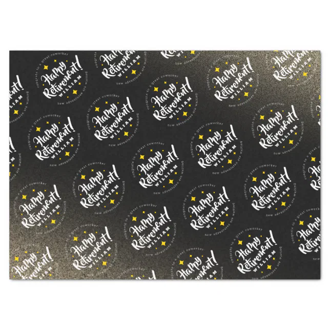 Fun Gold Glitter Stars Retirement New Adventures Tissue Paper