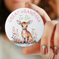 Baby Deer in Flowers | Great Grandma  Baby Shower Button