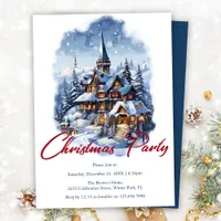 Blue Elegant Christmas Party Invitation