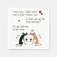 Talking to the Wine Funny Cat Napkins