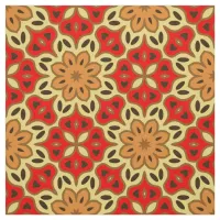 Red Yellow & Orange Mosaic Geometric Pattern Fabric