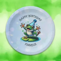 Funny Dancing Frog Personalized Birthday  Paper Plates