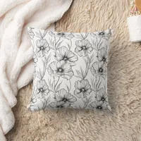 Modern Black and White Floral Elegant Throw Pillow