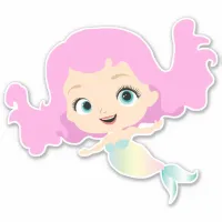 Cute Mermaid with Pink Hair Sticker