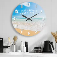 Personalized Beach House Tropical Beach Scene Large Clock