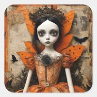 Gothic Halloween Doll Square Sticker