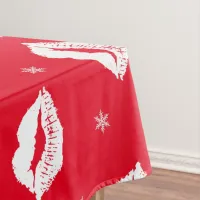 Christmas Lips and Snowflakes Tablecloth