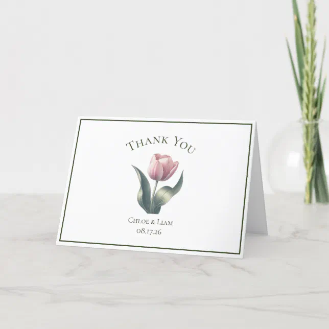 Elegant Tulip Flower Wedding Thank You Cards
