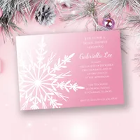 White Snowflake on Pink Winter Bridal Shower Invitation